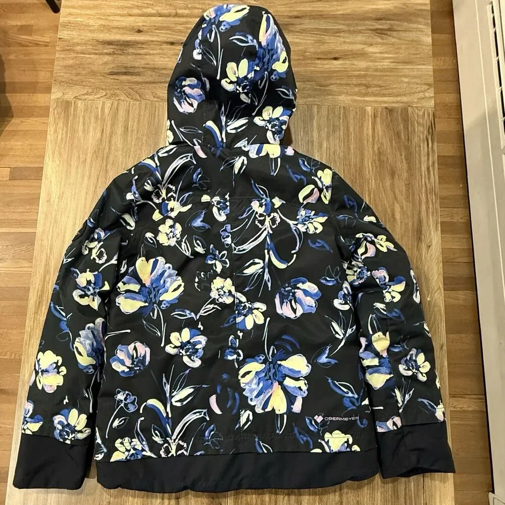 Obermeyer Taja Print Ski Jacket Youth Girls Size L Night Life Insulated Floral